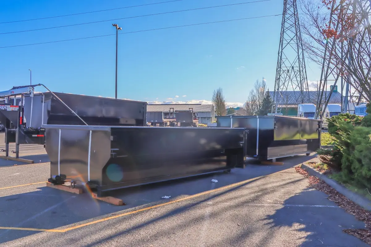 Roll-off dumpster ready for waste disposal at job site for Cleanout Dumpster Rental in Elkridge